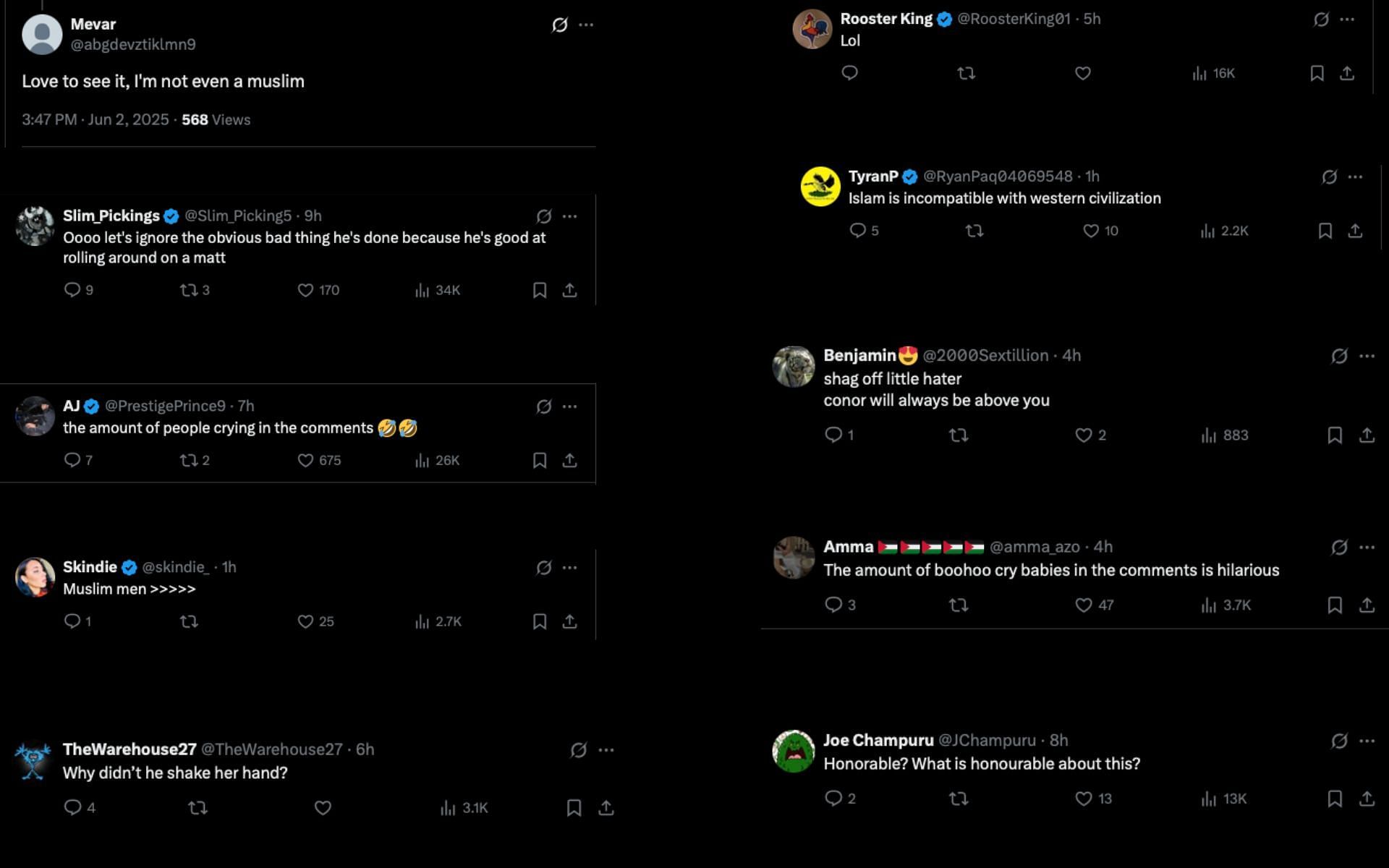 Screenshot of fan reactions to the post.